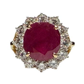 JR0344K - GIA Certified Burmese Ruby with Diamond Ring Set in 18K Gold Setting