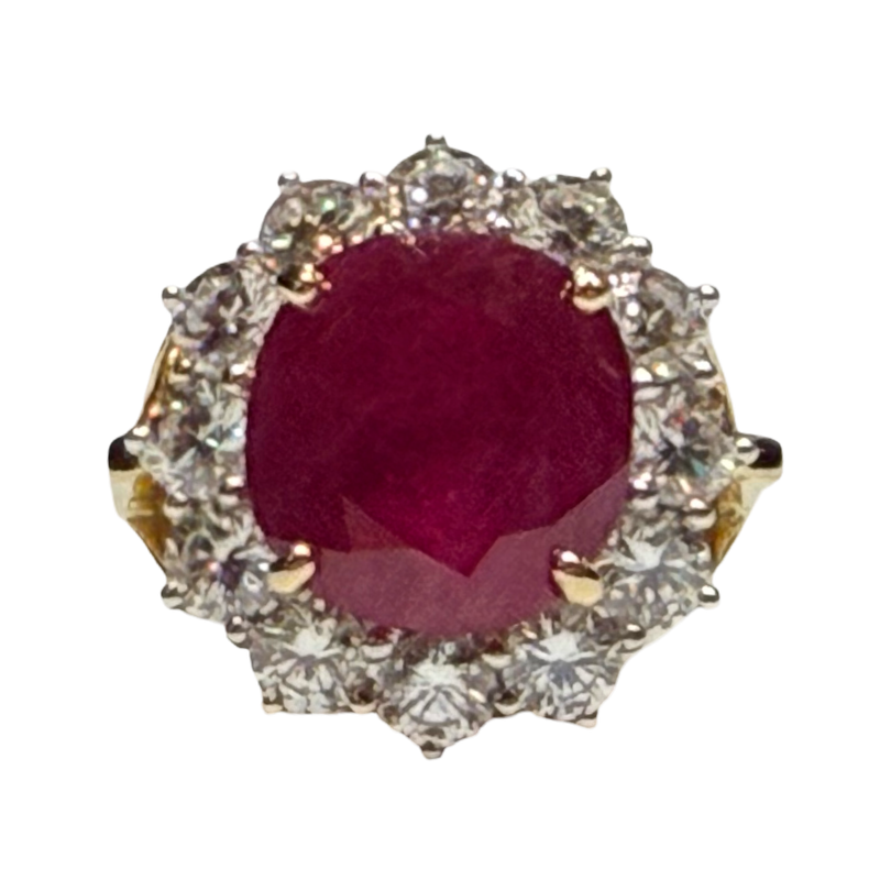 JR0344K - GIA Certified Burmese Ruby with Diamond Ring Set in 18K Gold Setting