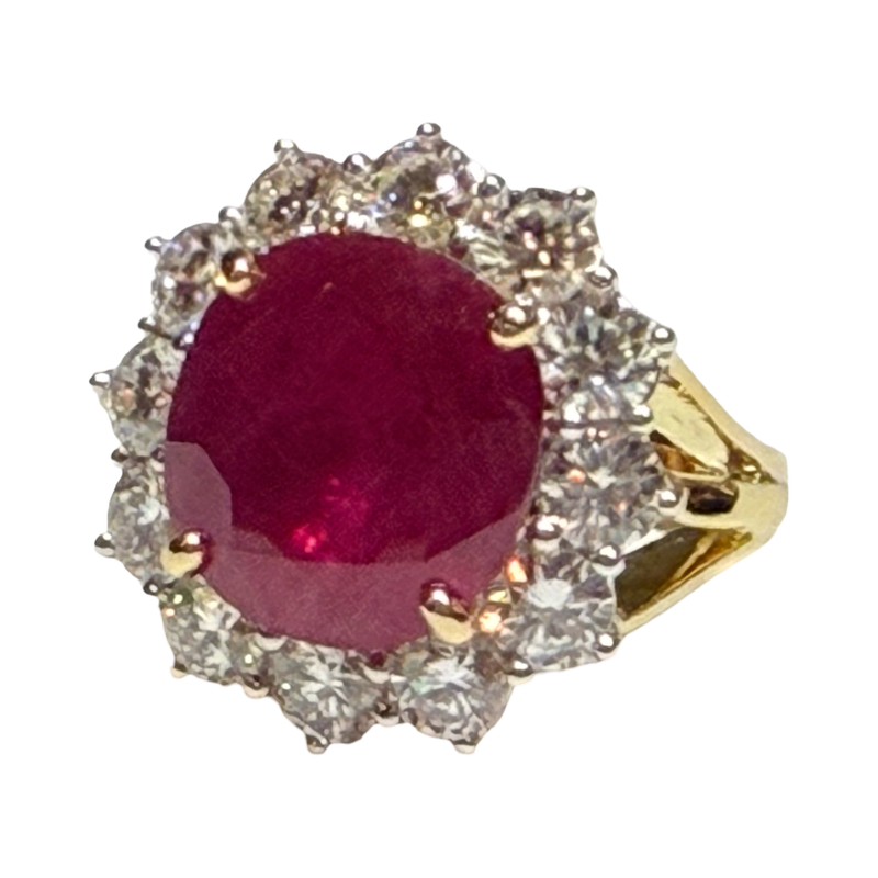 JR0344K - GIA Certified Burmese Ruby with Diamond Ring Set in 18K Gold Setting
