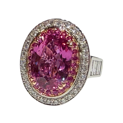 JR0342K - Pink Sapphire with Diamond Ring Set in 18K White & Rose Gold Setting