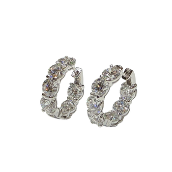SJ053K - Diamond Hoop Earrings Set in 18K White Gold Setting