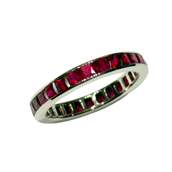 SJ049/1K - Ruby Eternity Ring Set in 18K White Gold Setting