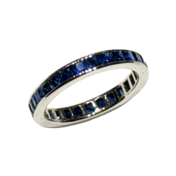 SJ049/3K - Blue Sapphire Eternity Band Set in 18K White Gold Setting