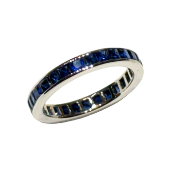 SJ049/3K - Blue Sapphire Eternity Ring Set in 18K White Gold Setting