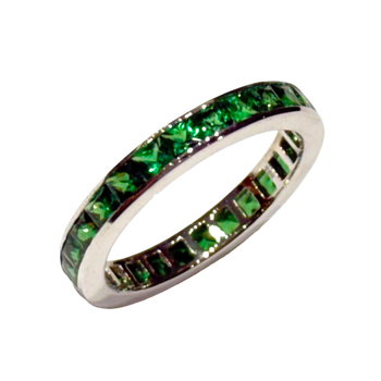 SJ049/2K - Tsavorite Eternity Ring Set in 18K White Gold Setting