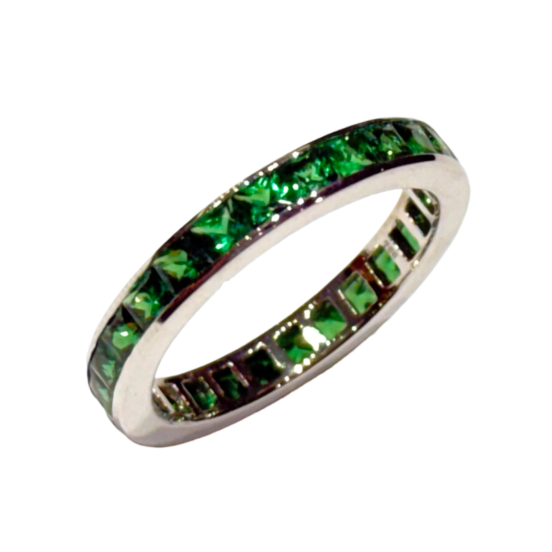 SJ049/2K - Tsavorite Eternity Ring Set in 18K White Gold Setting