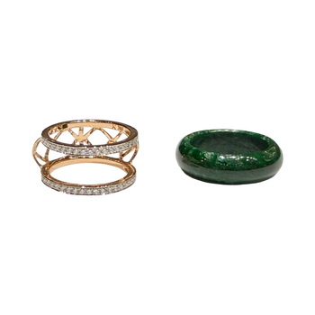 JR0346K - Jade Ring with Diamond Jacket Set in 18K Rose Gold Setting