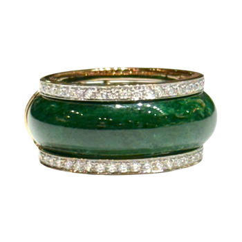 JR0346K - Jade Ring with Diamond Jacket Set in 18K Rose Gold Setting