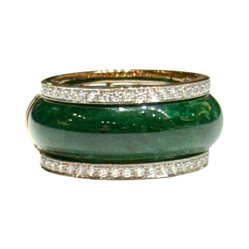 JR0346K - Jade Ring with Diamond Jacket Set in 18K Rose Gold Setting