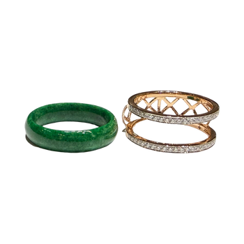 JR0347K - Jade Ring with Diamond Jacket Set in 18K Rose Gold Setting