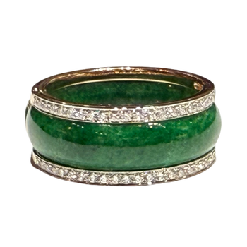 JR0347K - Jade Ring with Diamond Jacket Set in 18K Rose Gold Setting