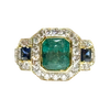 JR0350K - Emerald, Blue Sapphire, and Diamond Ring Set in 18K Gold Setting