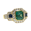 JR0350K - Emerald, Blue Sapphire, and Diamond Ring Set in 18K Gold Setting
