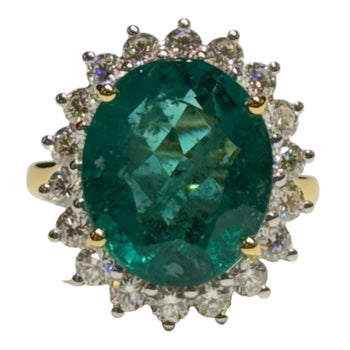 JR0353K - Emerald with Diamond Ring Set in 18K Gold Setting