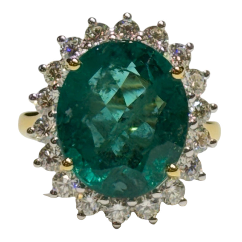 JR0353K - Emerald with Diamond Ring Set in 18K Gold Setting