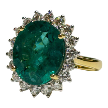 JR0353K - Emerald with Diamond Ring Set in 18K Gold Setting