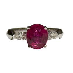 JR0354K - Ruby with Diamond Ring Set in 18K White Gold Setting