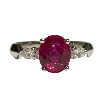 JR0354K - Ruby with Diamond Ring Set in 18K White Gold Setting