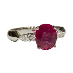 JR0354K - Ruby with Diamond Ring Set in 18K White Gold Setting