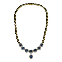 JN0069K - Blue Sapphire with Diamond Necklace Set in 18K Gold Setting