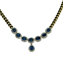 JN0069K - Blue Sapphire with Diamond Necklace Set in 18K Gold Setting