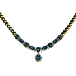 JN0070K - Blue Sapphire with Diamond Necklace Set in 18K Gold Setting