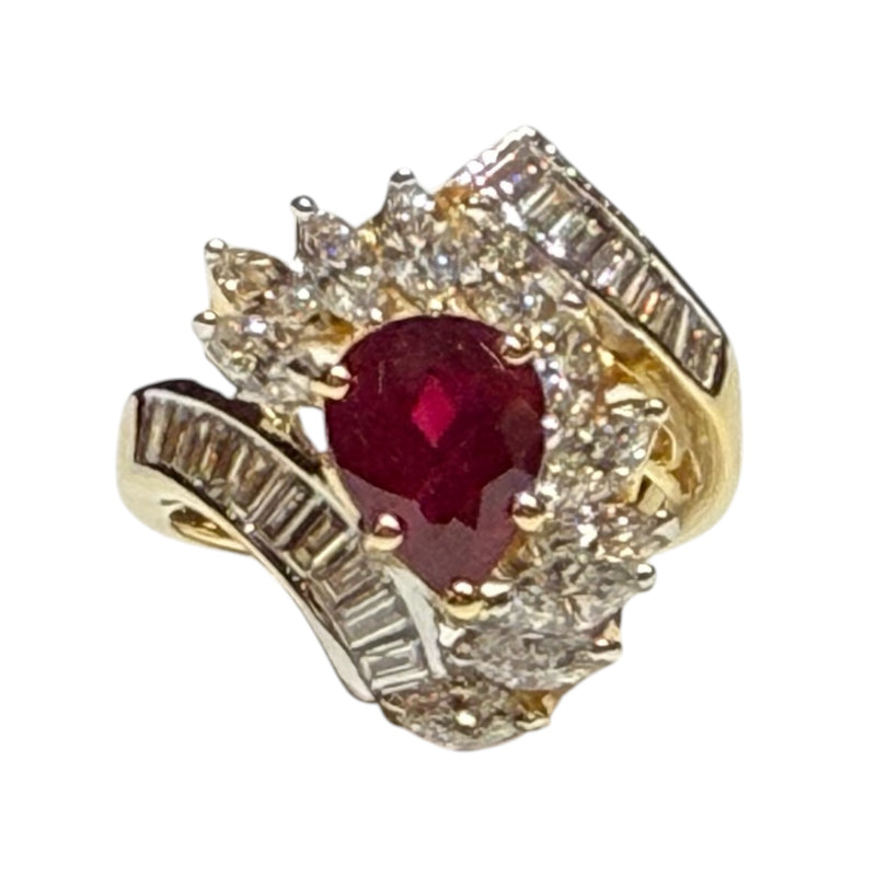 JR0358K - GIA Certified Burmese Pigeon’s Blood Ruby with Diamond Ring Set in 18K Gold Setting