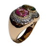JR0360K - Pink Sapphire and Tsavorite with Pastel Blue Sapphire & Diamond Ring Set in 18K Rose Gold Setting