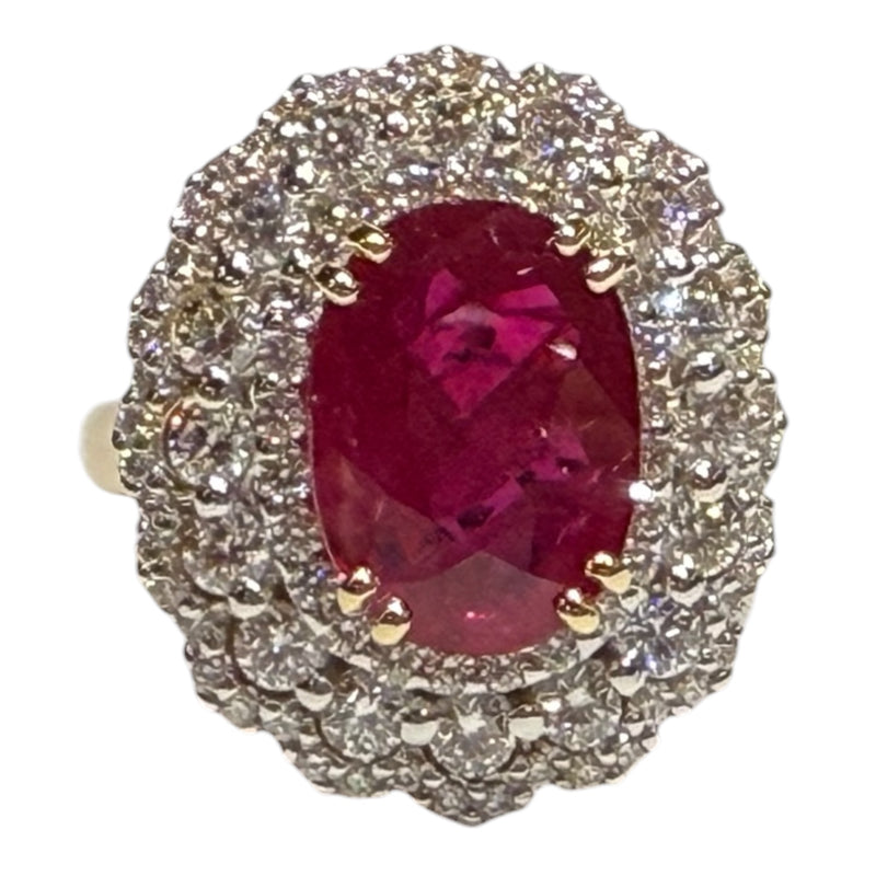 JR0362K - GIA Certified Ruby with Diamond Ring Set in 18K Gold Setting