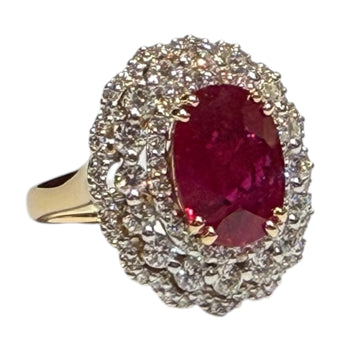 JR0362K - GIA Certified Ruby with Diamond Ring Set in 18K Gold Setting