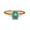 JR0364K - Emerald with Diamond Ring Set in 18K Rose Gold Setting