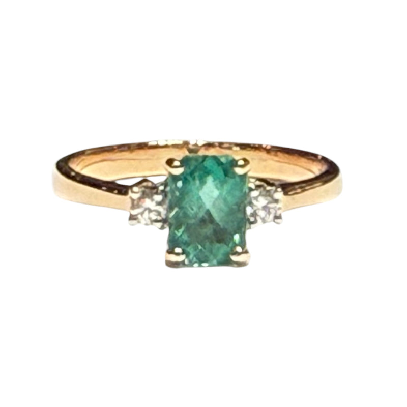 JR0364K - Emerald with Diamond Ring Set in 18K Rose Gold Setting