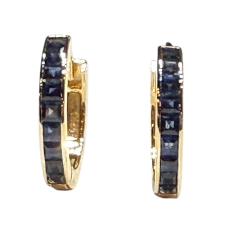 JE0250K - Blue Sapphire Hoop Earrings Set in 18K Gold Setting