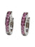 JE0251K - Pink Sapphire Hoop Earrings Set in 18K White Gold Setting