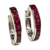 JE0252K - Ruby Hoop Earrings Set in 18K White Gold Setting