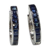 JE0253K - Blue Sapphire Hoop Earrings Set in 18K White Gold Setting