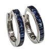 JE0253K - Blue Sapphire Hoop Earrings Set in 18K White Gold Setting