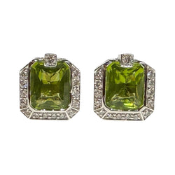 JE0199SK - Peridot with Diamond Earrings Set in 18K White Gold Setting