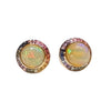 JE0267K - Opal with Multi-Sapphire Earrings Set in 18K Gold Setting