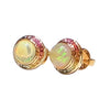 JE0267K - Opal with Multi-Sapphire Earrings Set in 18K Gold Setting