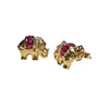 JE0263K - Ruby with Diamond Elephant Earrings Set in 14K Gold Setting