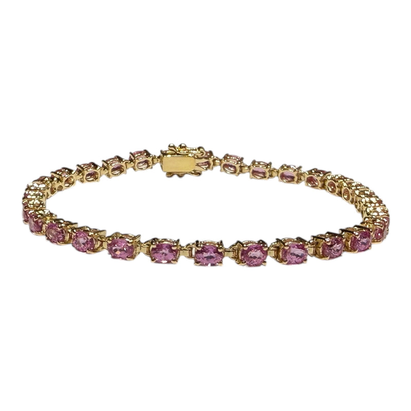 JB0098K - Pink Sapphire Tennis Bracelet Set in 14K Gold Setting