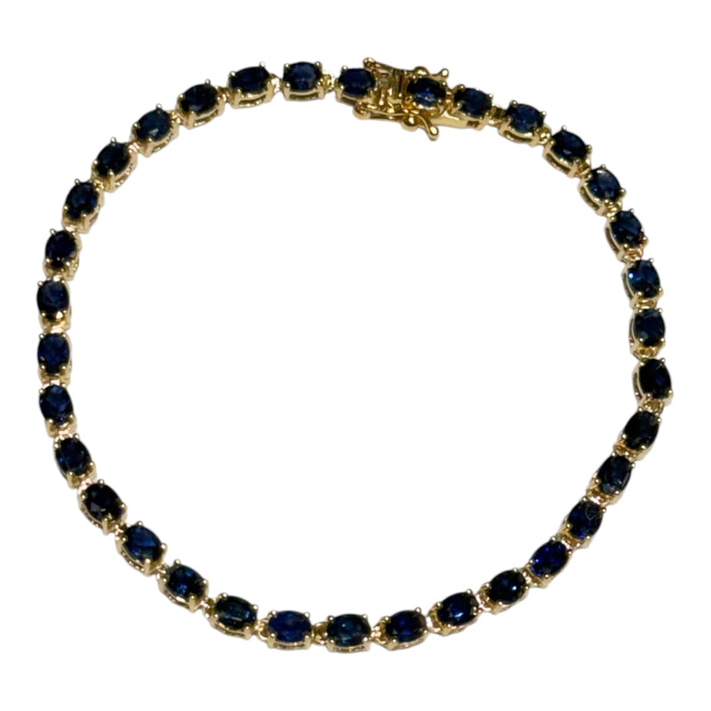 JB0102K - Blue Sapphire Tennis Bracelet Set in 14K Gold Setting