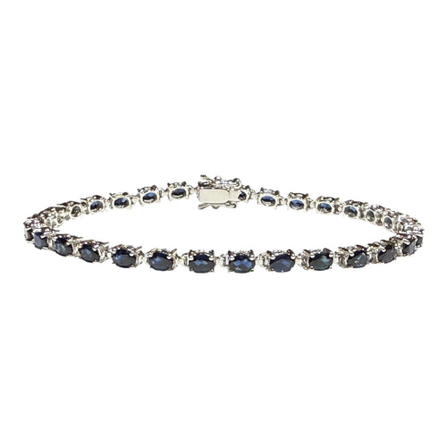 JB0103K - Blue Sapphire Tennis Bracelet Set in 14K White Gold Setting