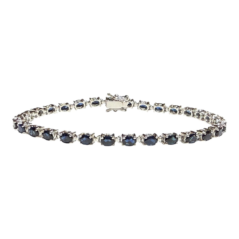 JB0103K - Blue Sapphire Tennis Bracelet Set in 14K White Gold Setting