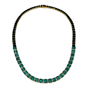 JN0071K - Emerald with Diamond Necklace Set in 18K Gold Setting