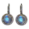 JE0568TK - Rainbow Moonstone with Diamond Dangling Earrings Set in 18K White Gold Setting