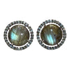 JE0279SK - Labradorite with Green Sapphire Earrings Set in 18K White Gold Setting
