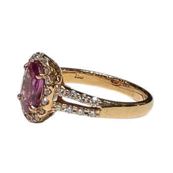 JR0368K - Pink Sapphire with Diamond Ring Set in 18K Rose Gold Setting