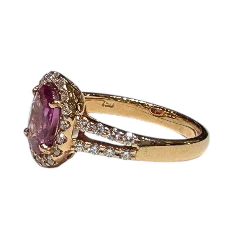 JR0368K - Pink Sapphire with Diamond Ring Set in 18K Rose Gold Setting